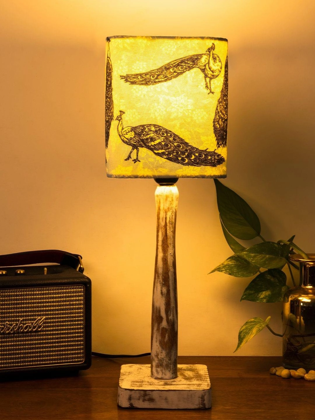 Curve Distress white Lamp with Wandering peacock shade Louis Poulsen chandelier