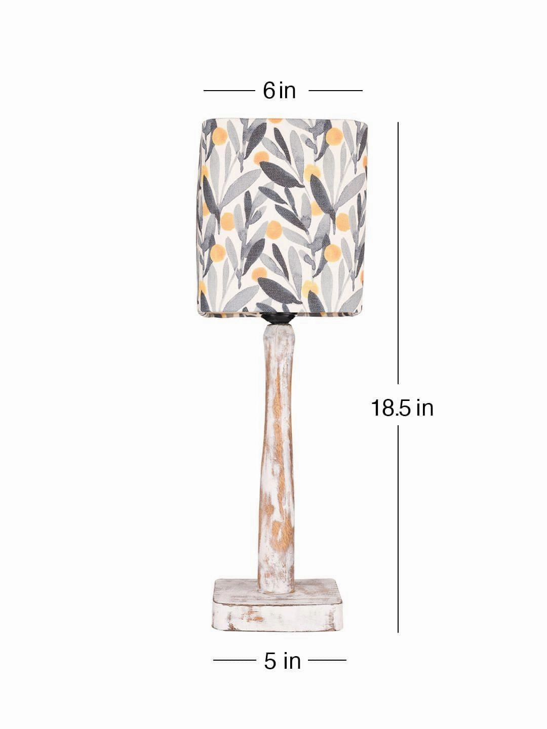 Curve Distress white Lamp with Yellow Leaves shade