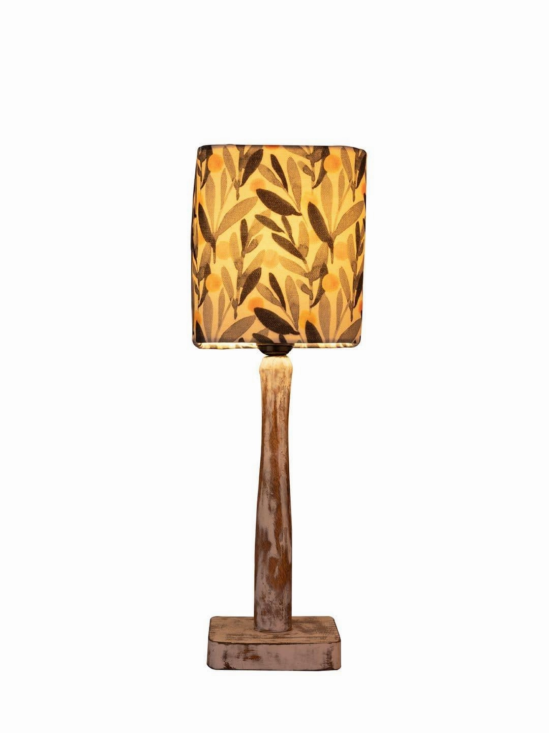 Curve Distress white Lamp with Yellow Leaves shade