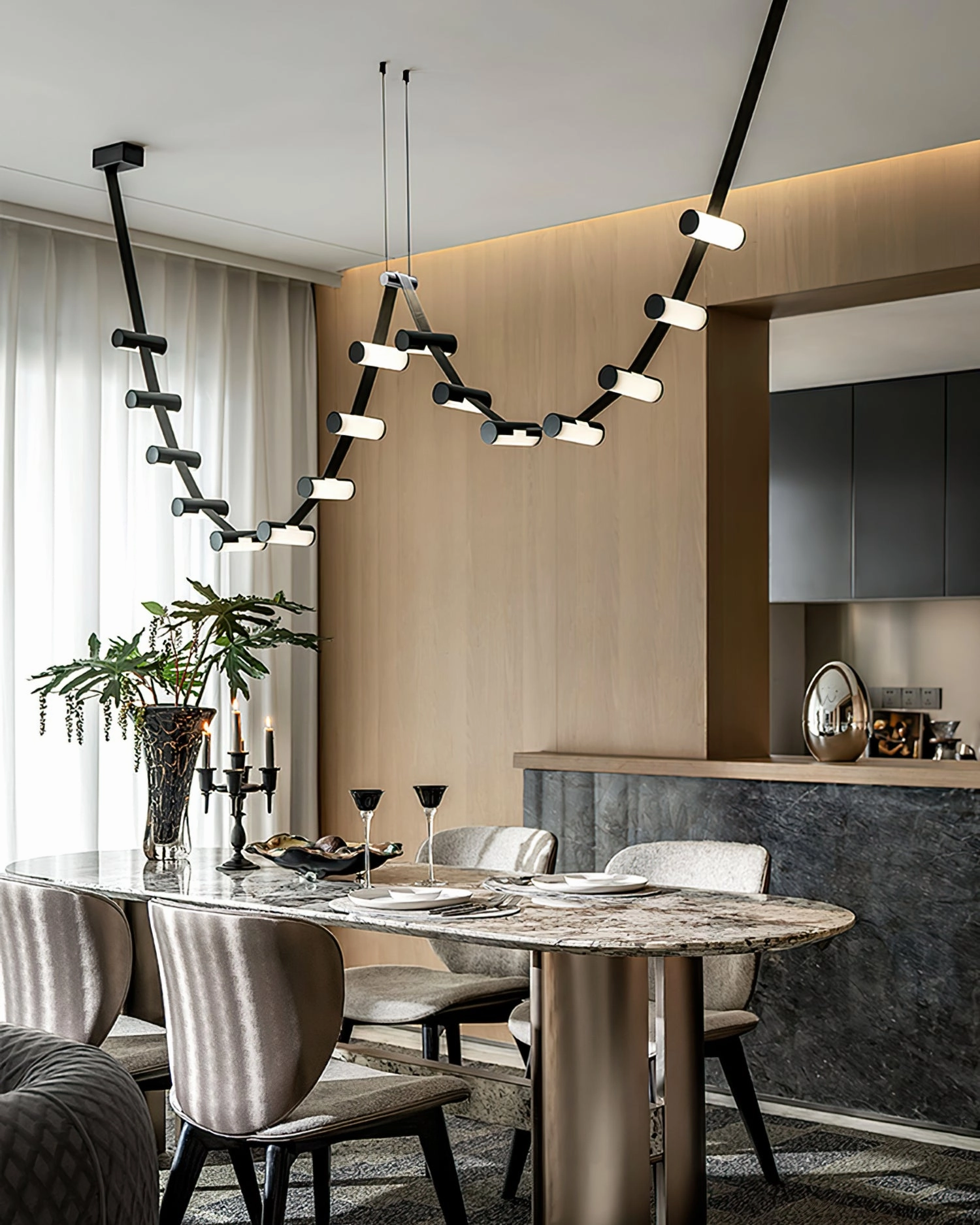 Curve Leather Chandelier