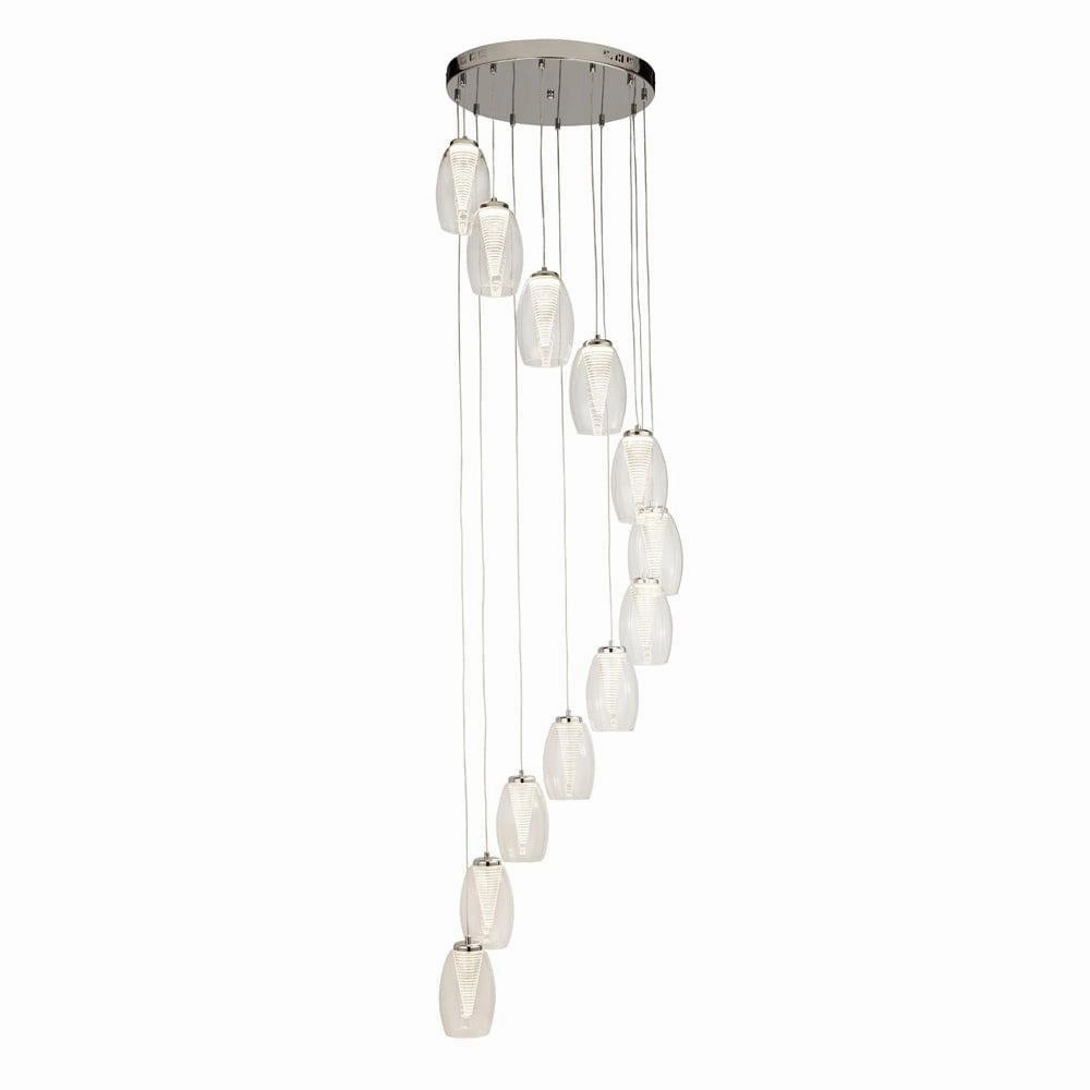 Cyclone 12 Light LED Multi-drop Pendant - Glass Shades minimalist ceiling light