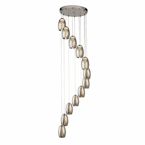 Cyclone 12 Light LED Multi-drop Pendant - Smoked Glass Shades minimalist ceiling light