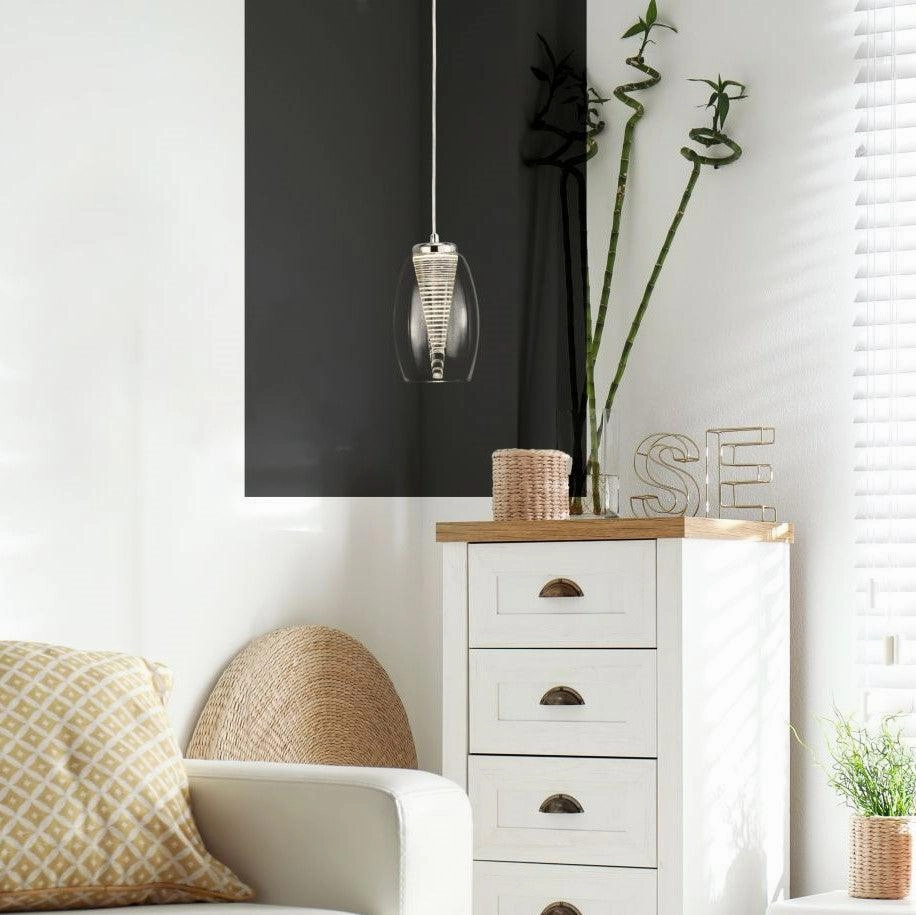 Cyclone 1 Light Pendant - Clear Glass Shade Searchlight