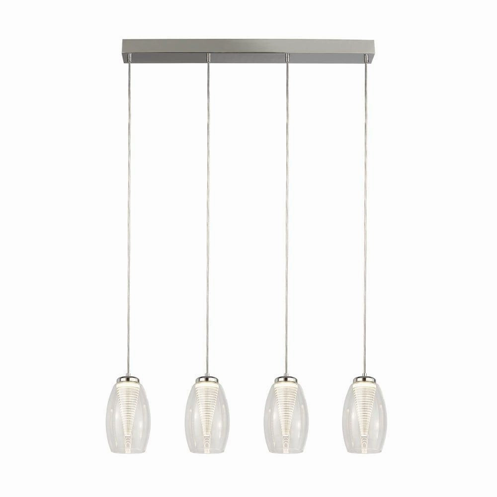 Cyclone 4 Light LED Bar Ceiling Pendant - Clear Glass Shades minimalist ceiling light