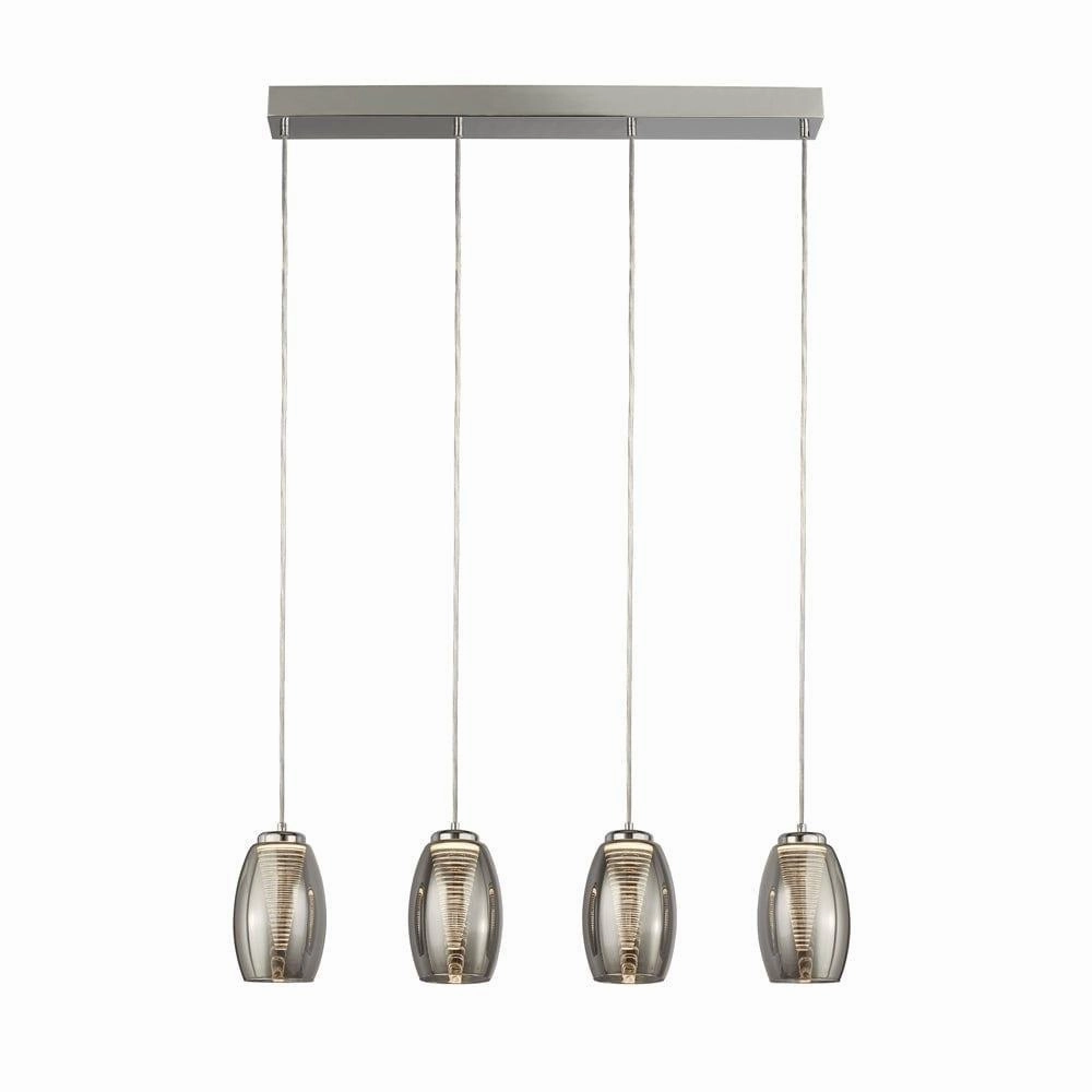 Cyclone 4 Light LED Bar Pendant - Smoked Glass Shades minimalist ceiling light