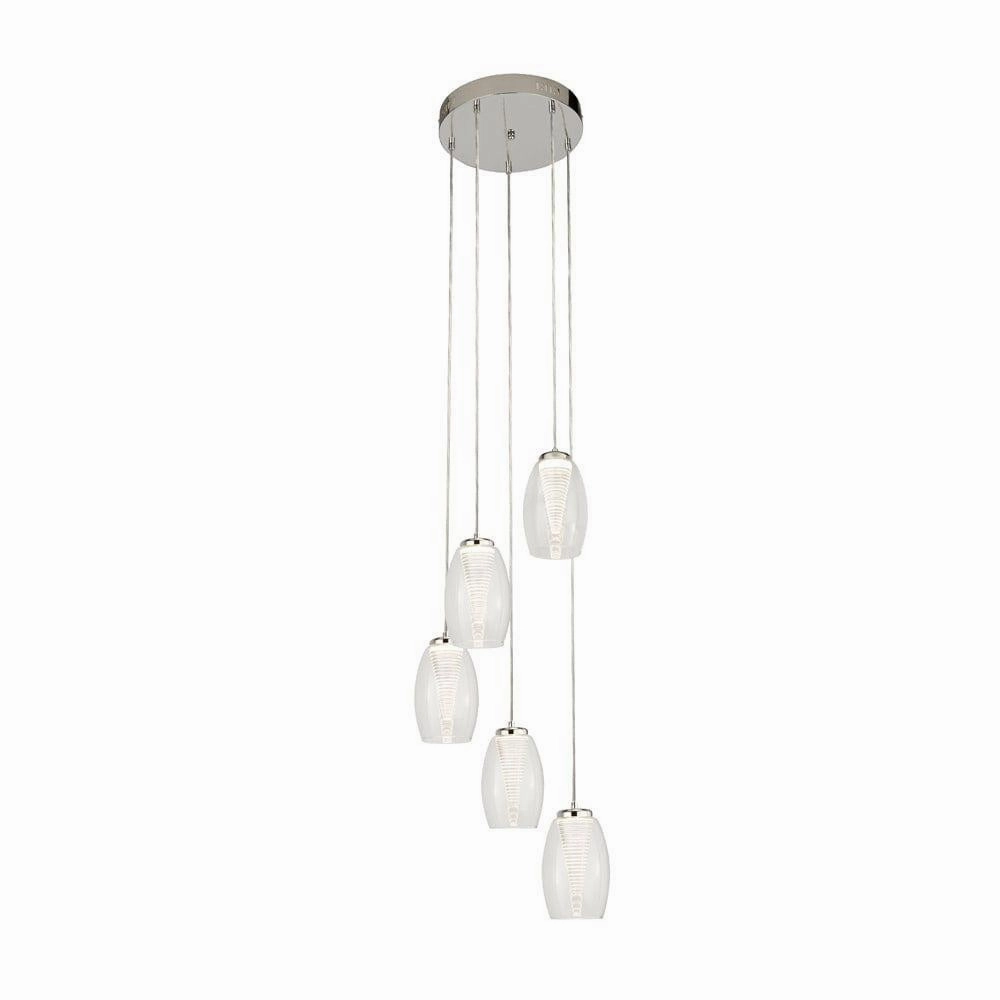 Cyclone 5 Light LED Multi-drop Pendant - Glass Shades minimalist ceiling light