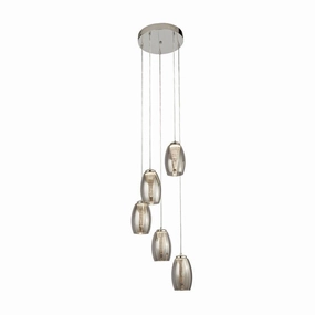 Cyclone 5 Light LED Multi-drop Pendant - Smoked Glass Shades minimalist ceiling light