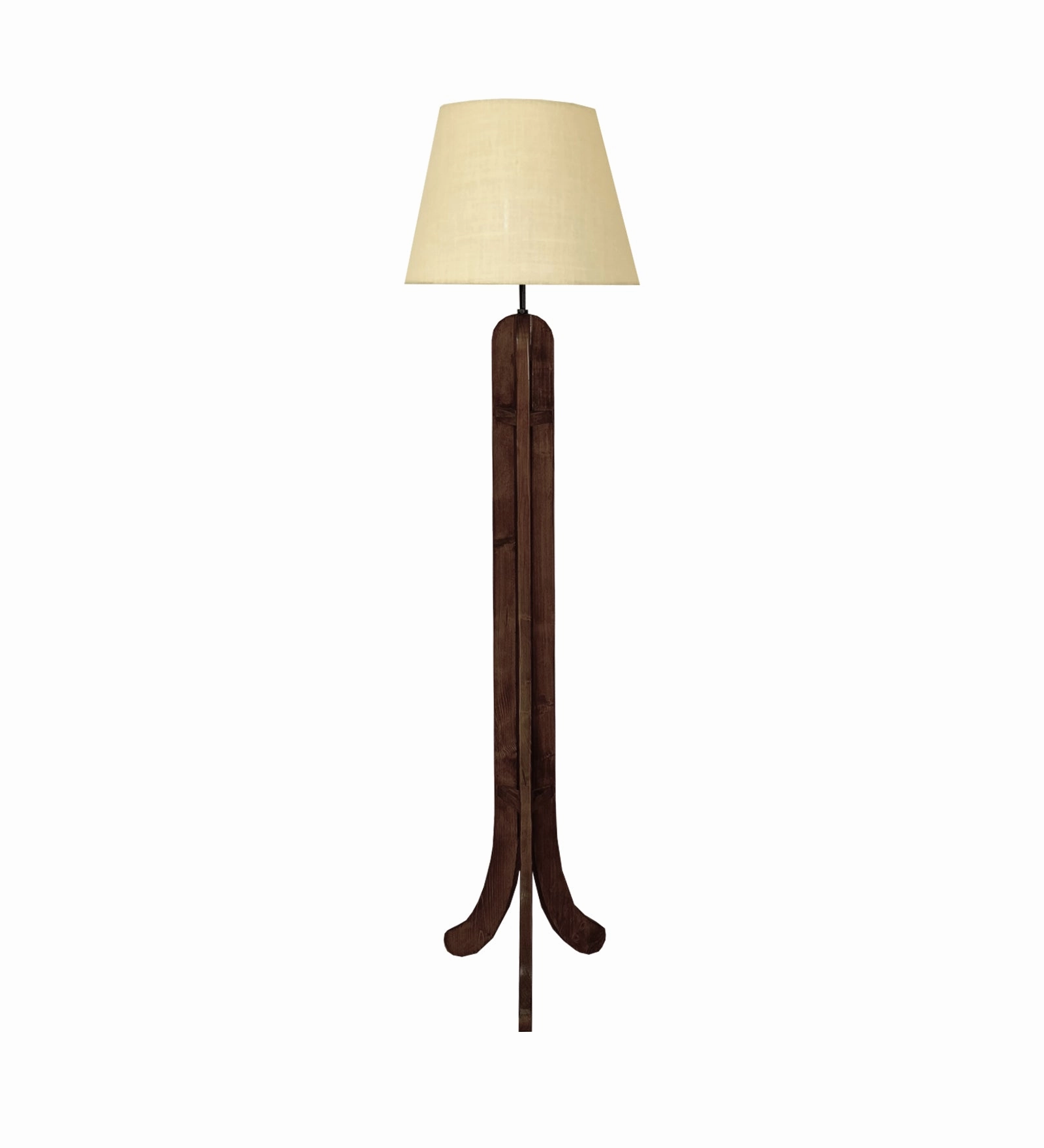 Damien Wooden Floor Lamp with Brown Base and Jute Fabric Lampshade (BULB NOT INCLUDED)