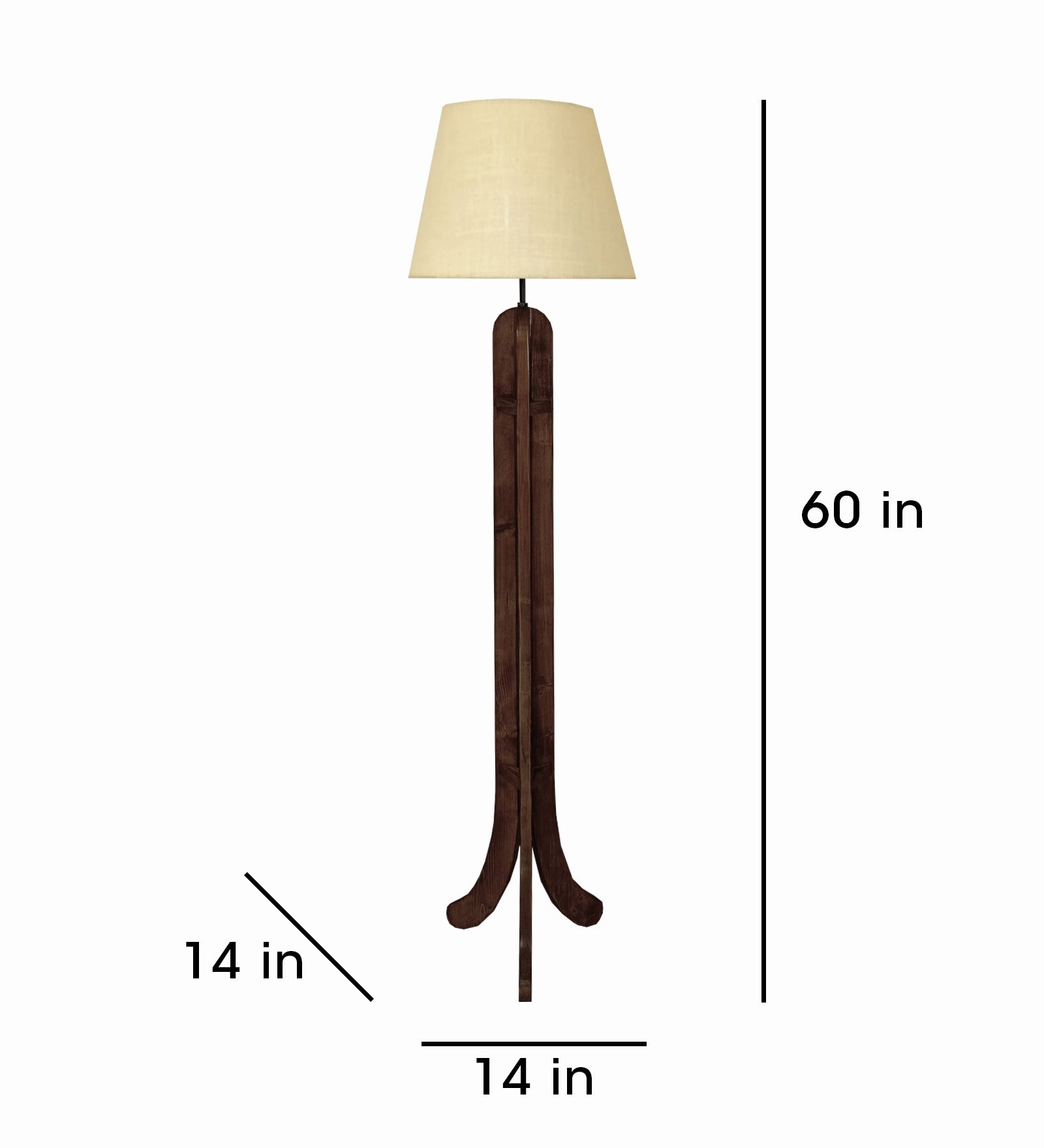 Damien Wooden Floor Lamp with Brown Base and Jute Fabric Lampshade (BULB NOT INCLUDED)