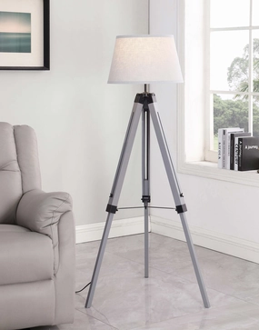 Dayton Adjustable Empire Shade Tripod Floor Lamp Grey mini decorative bulb