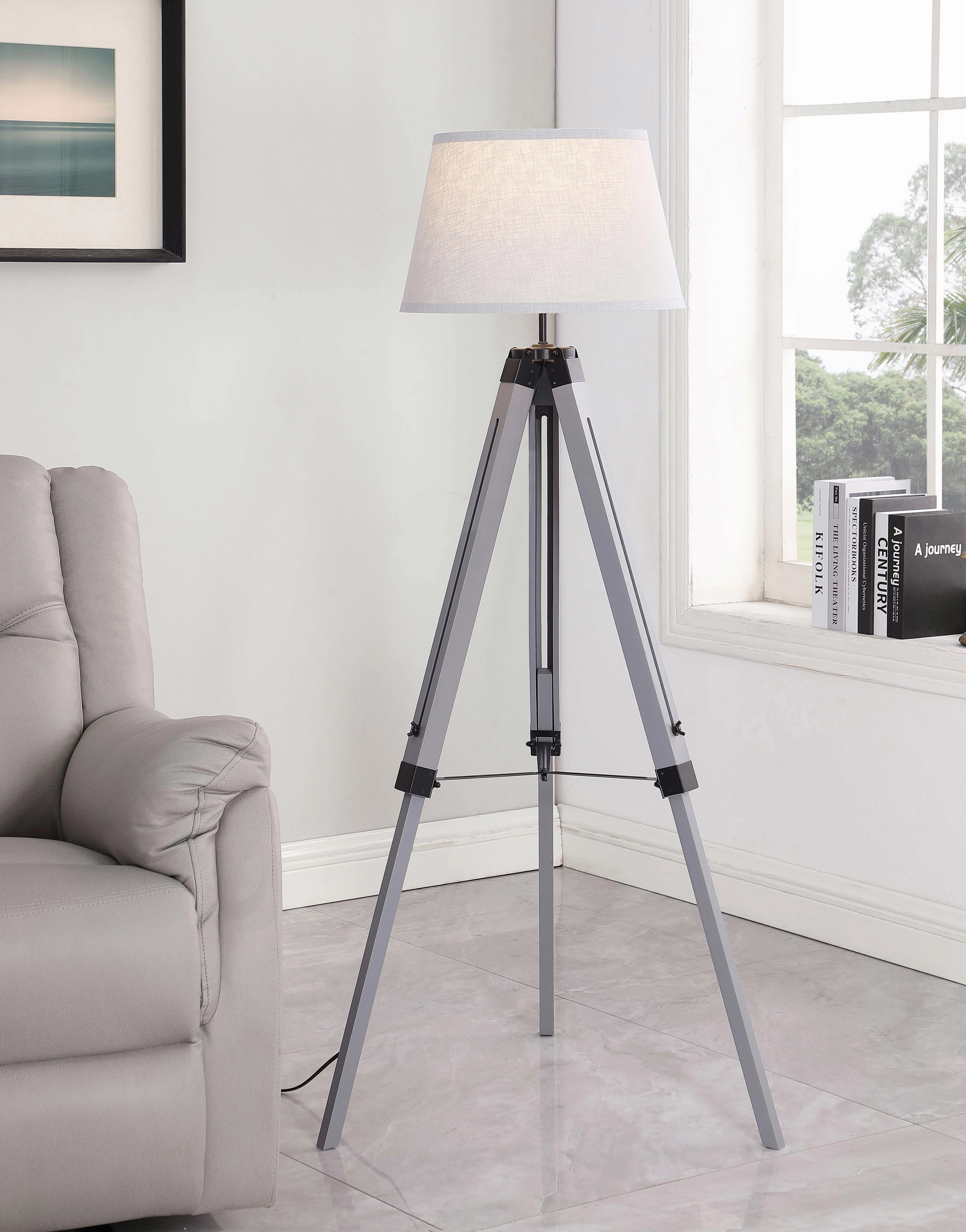 Dayton Adjustable Empire Shade Tripod Floor Lamp Grey mini decorative bulb