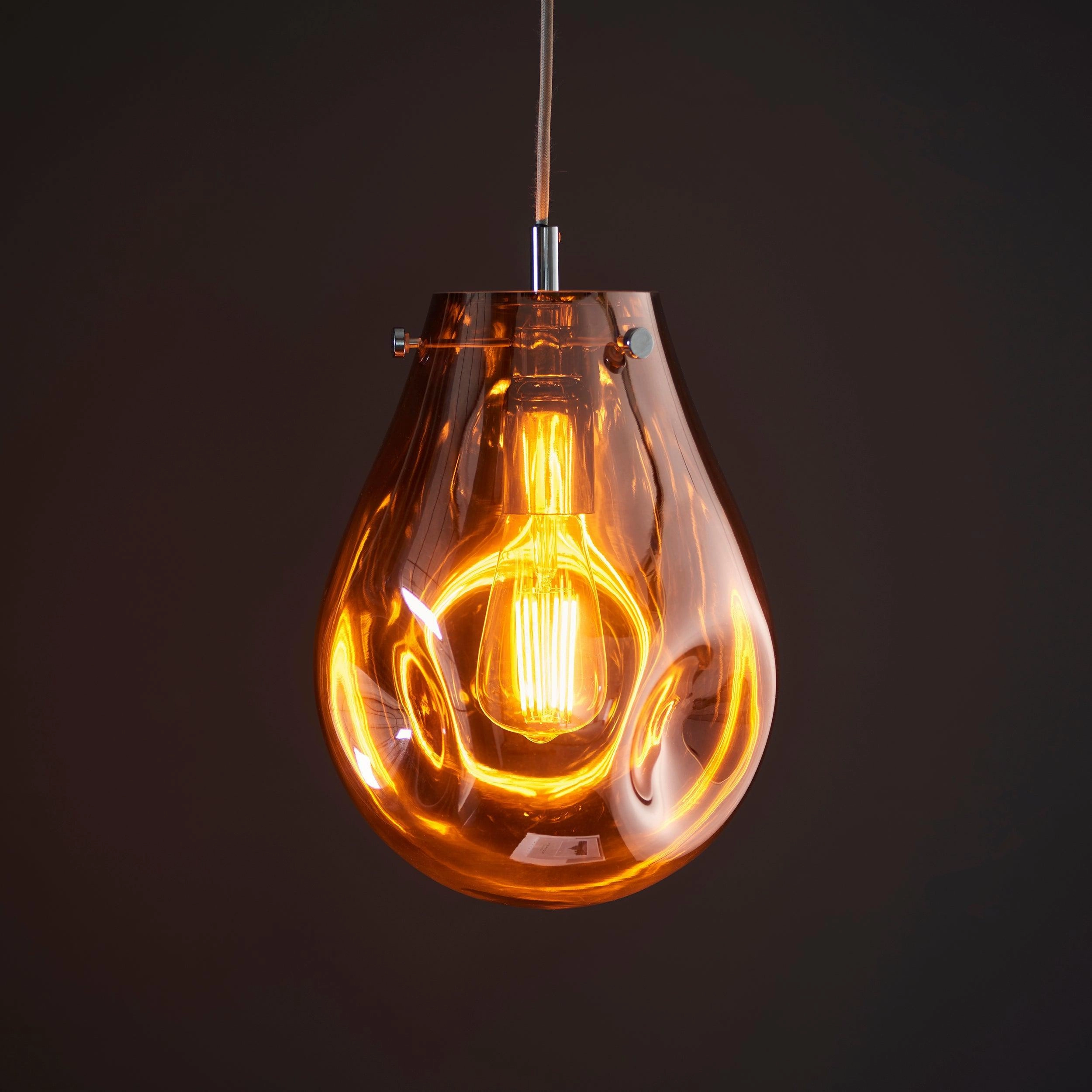 Dazzle Copper Metallic Glass & Chrome Ceiling Pendant Light