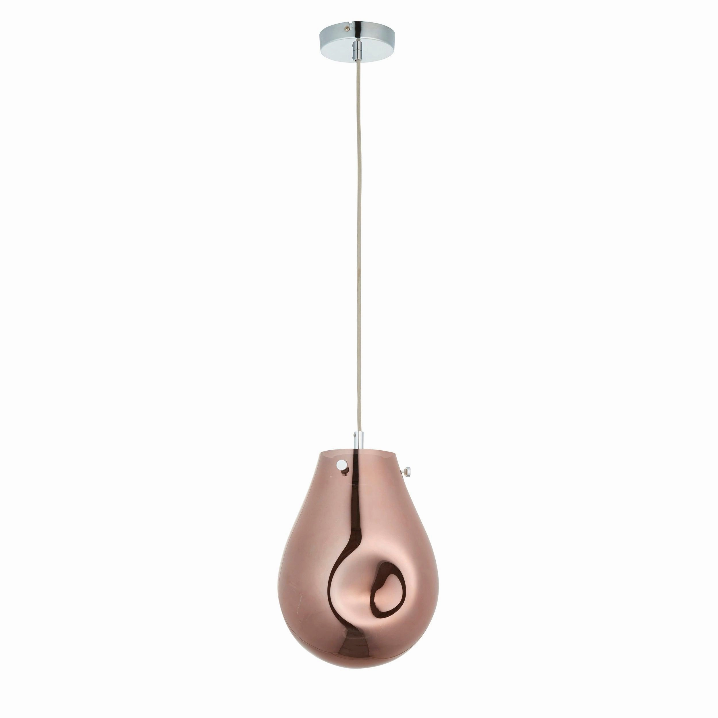 Dazzle Copper Metallic Glass & Chrome Ceiling Pendant Light