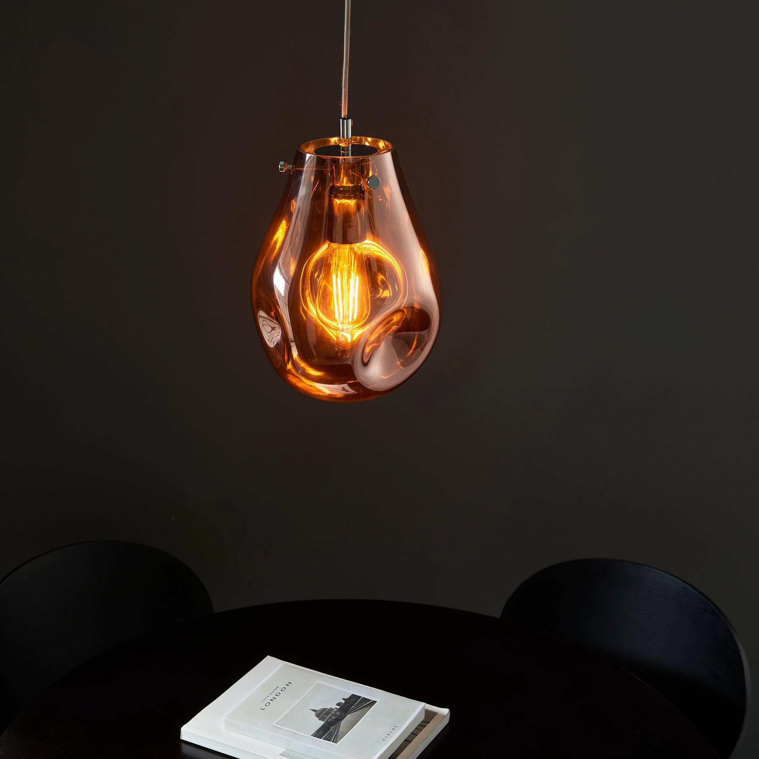 Dazzle Copper Metallic Glass & Chrome Ceiling Pendant Light