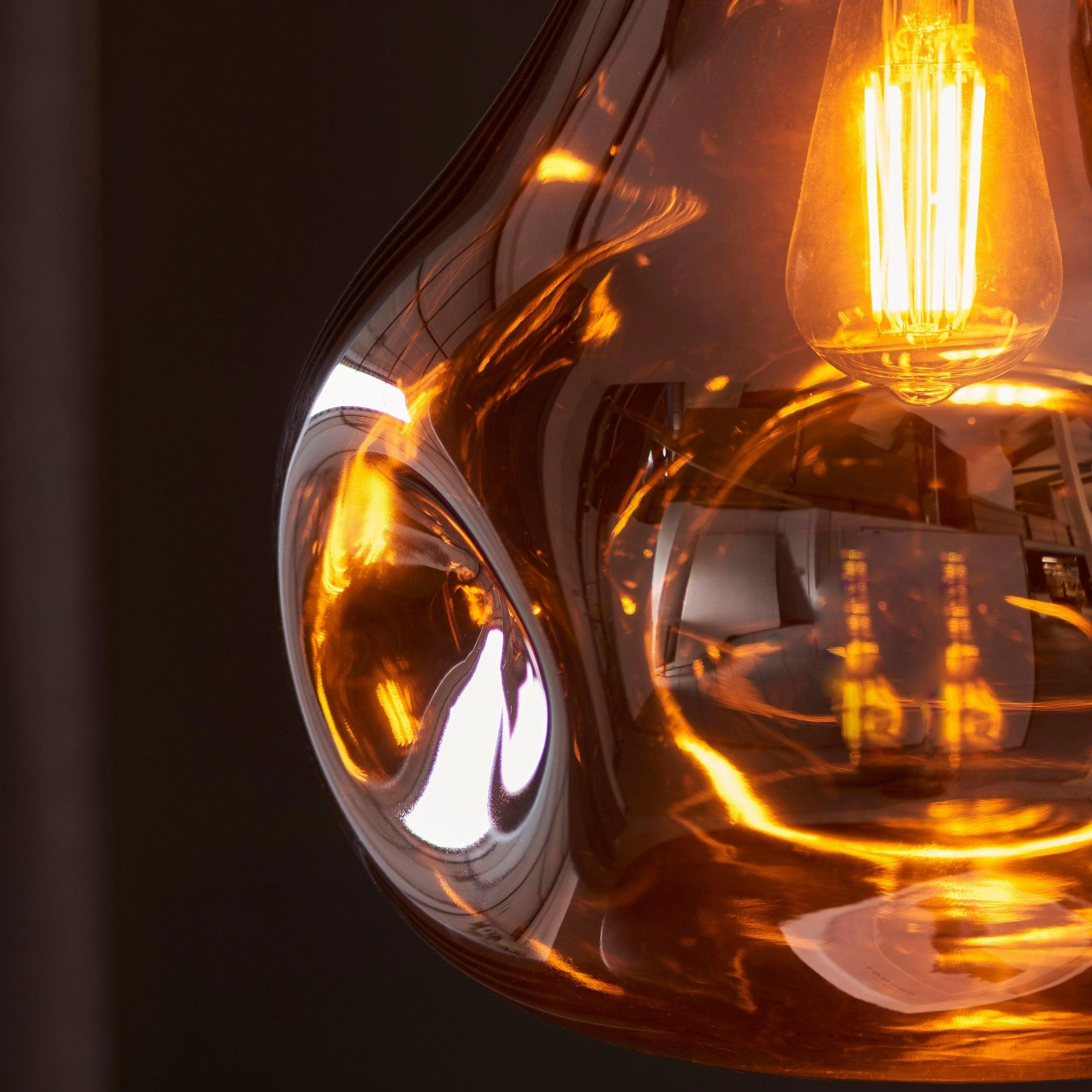 Dazzle Large Blown Copper Glass & Chrome Ceiling Pendant