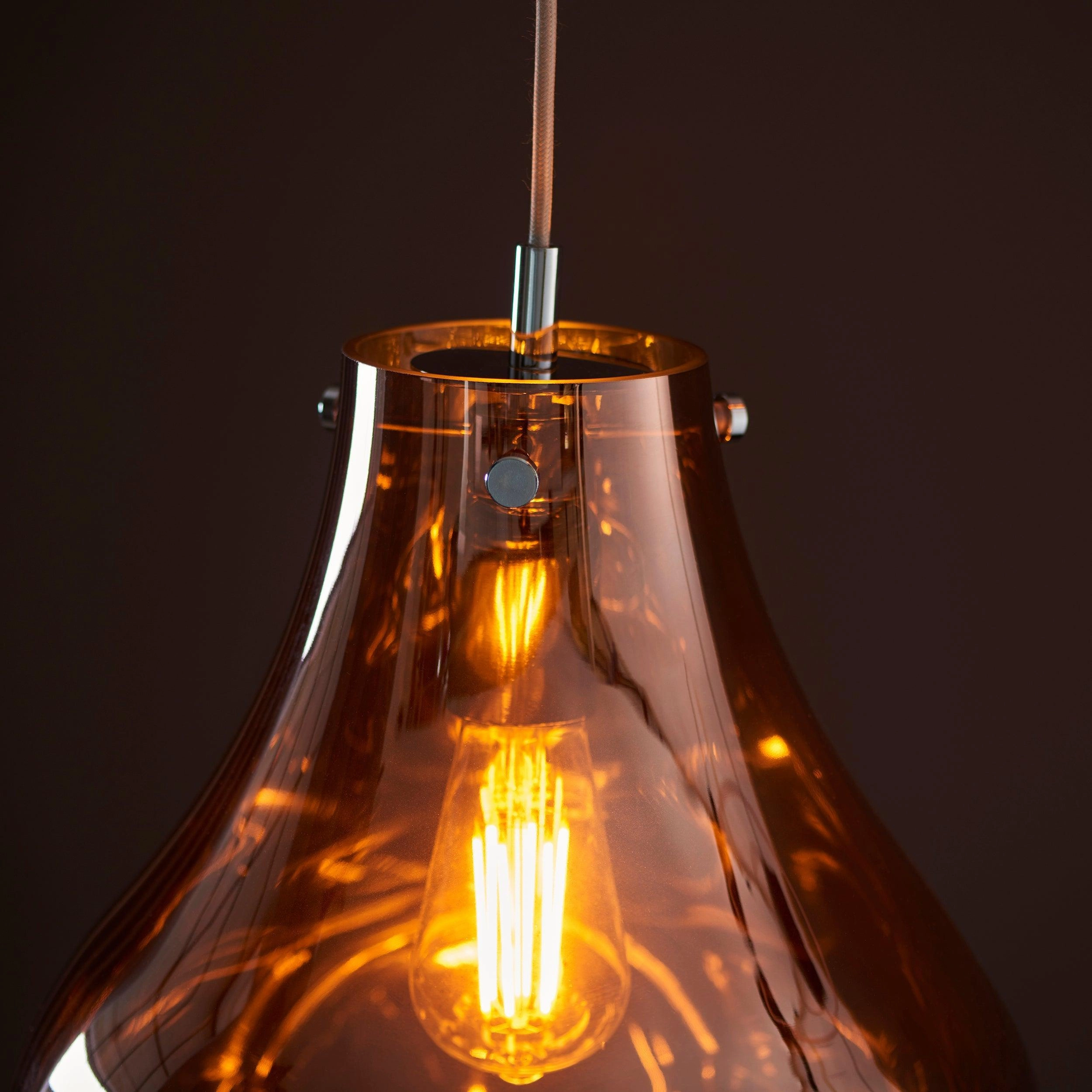Dazzle Large Blown Copper Glass & Chrome Ceiling Pendant