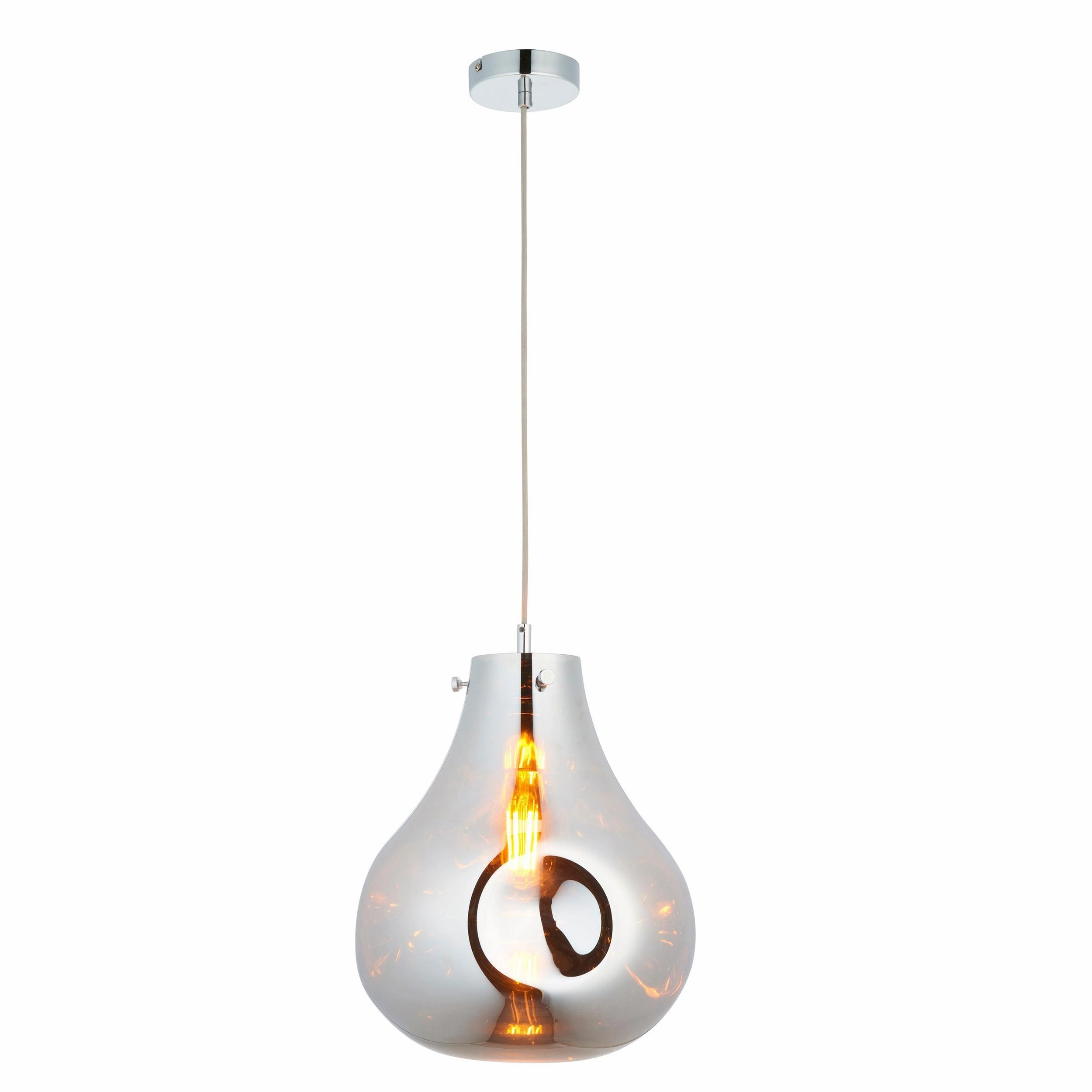 Dazzle Large Metallic Chrome Glass Ceiling Pendant Light