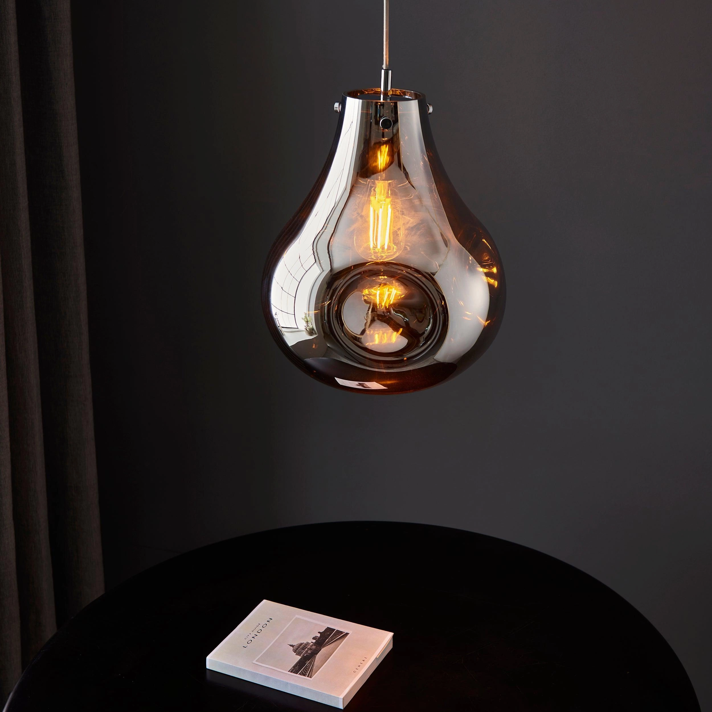 Dazzle Large Metallic Chrome Glass Ceiling Pendant Light