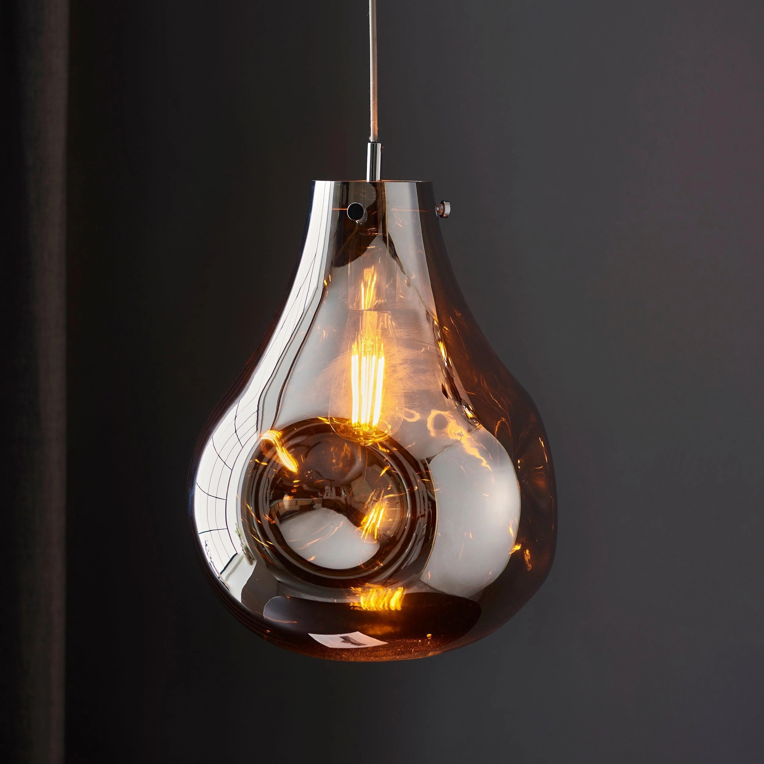 Dazzle Large Metallic Chrome Glass Ceiling Pendant Light