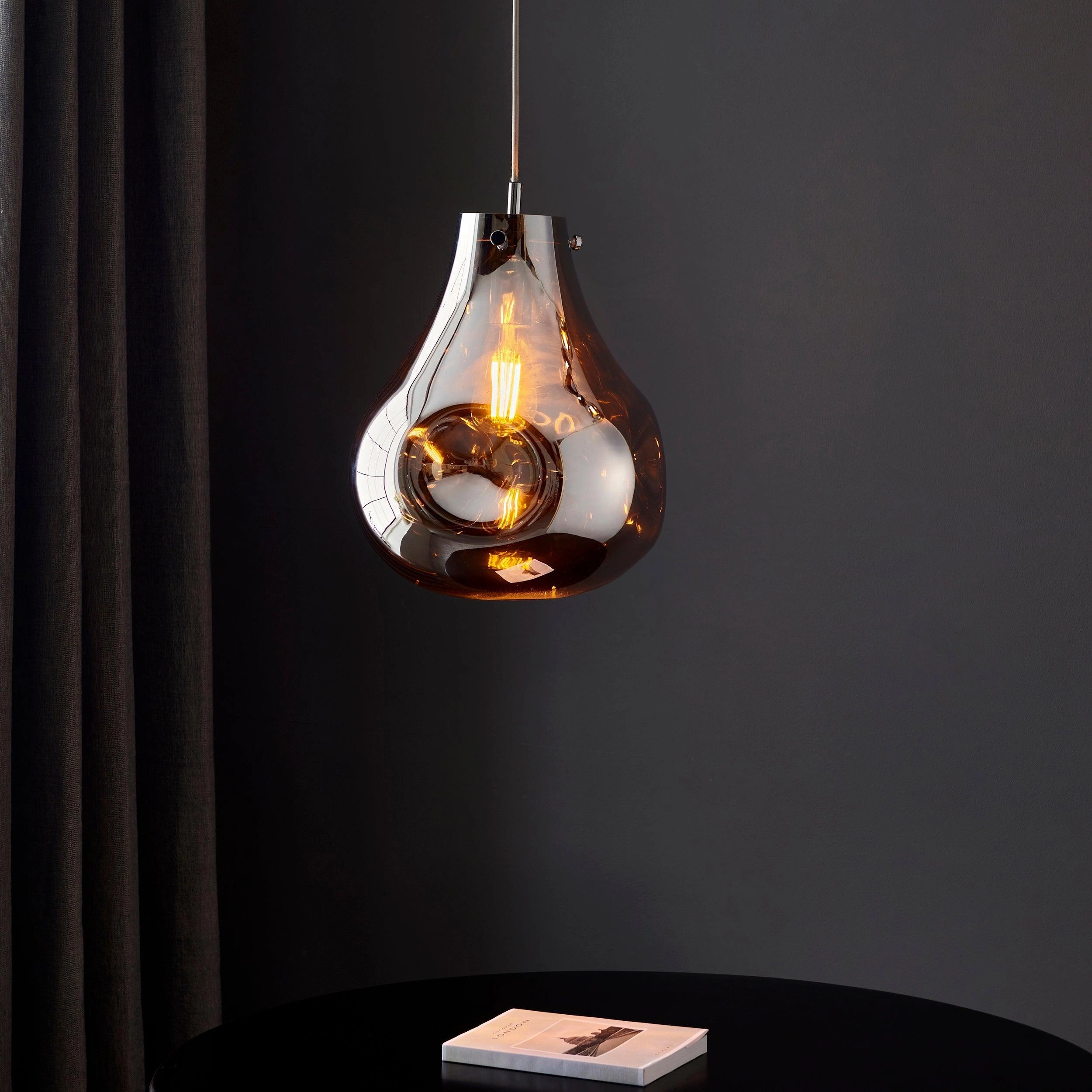 Dazzle Large Metallic Chrome Glass Ceiling Pendant Light