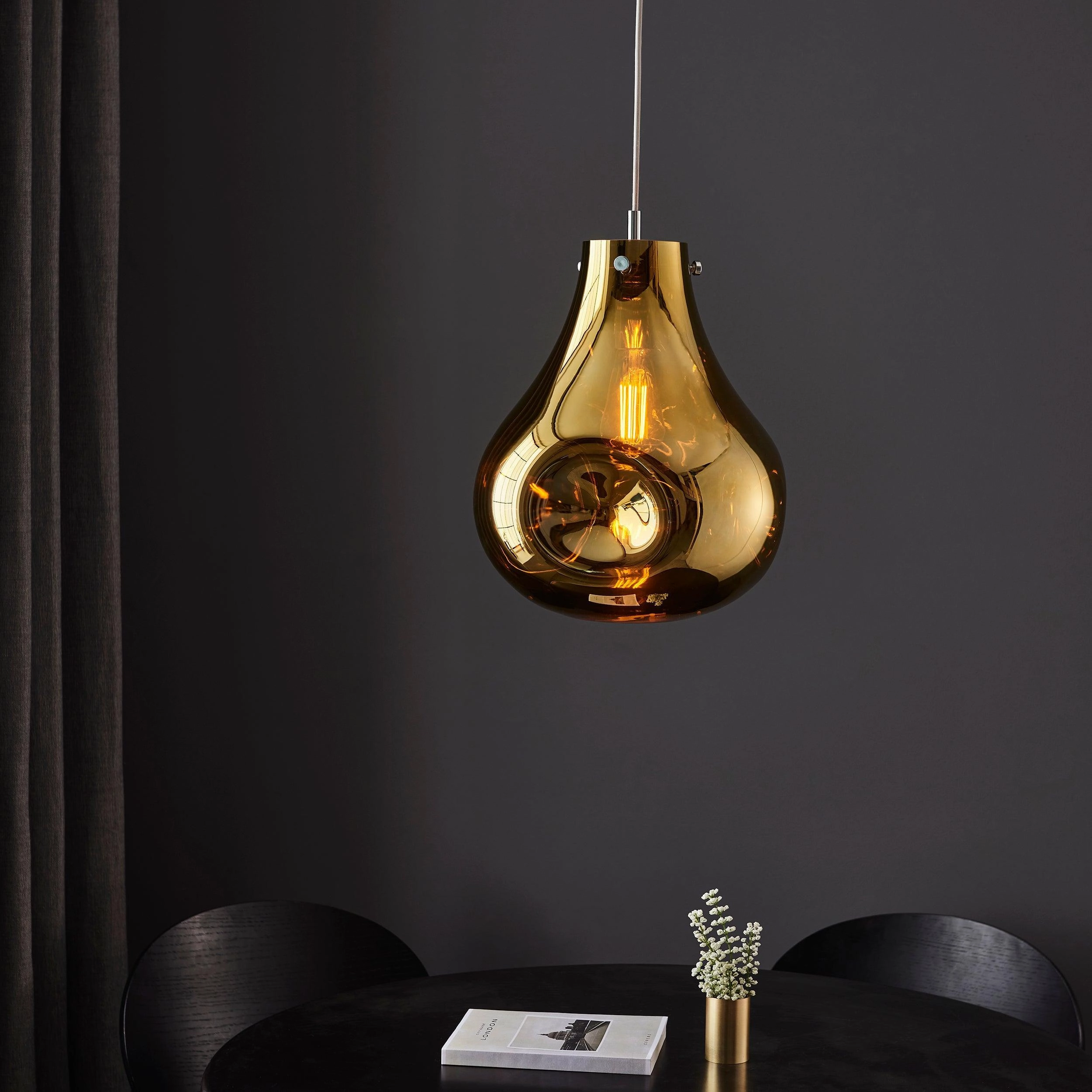 Dazzle Large Metallic Gold Glass & Chrome Pendant Light