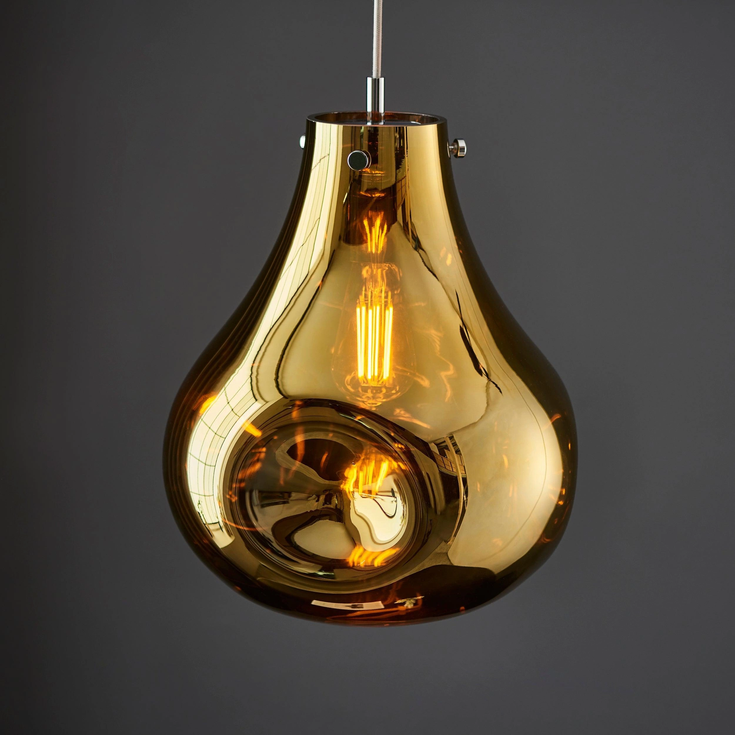 Dazzle Large Metallic Gold Glass & Chrome Pendant Light