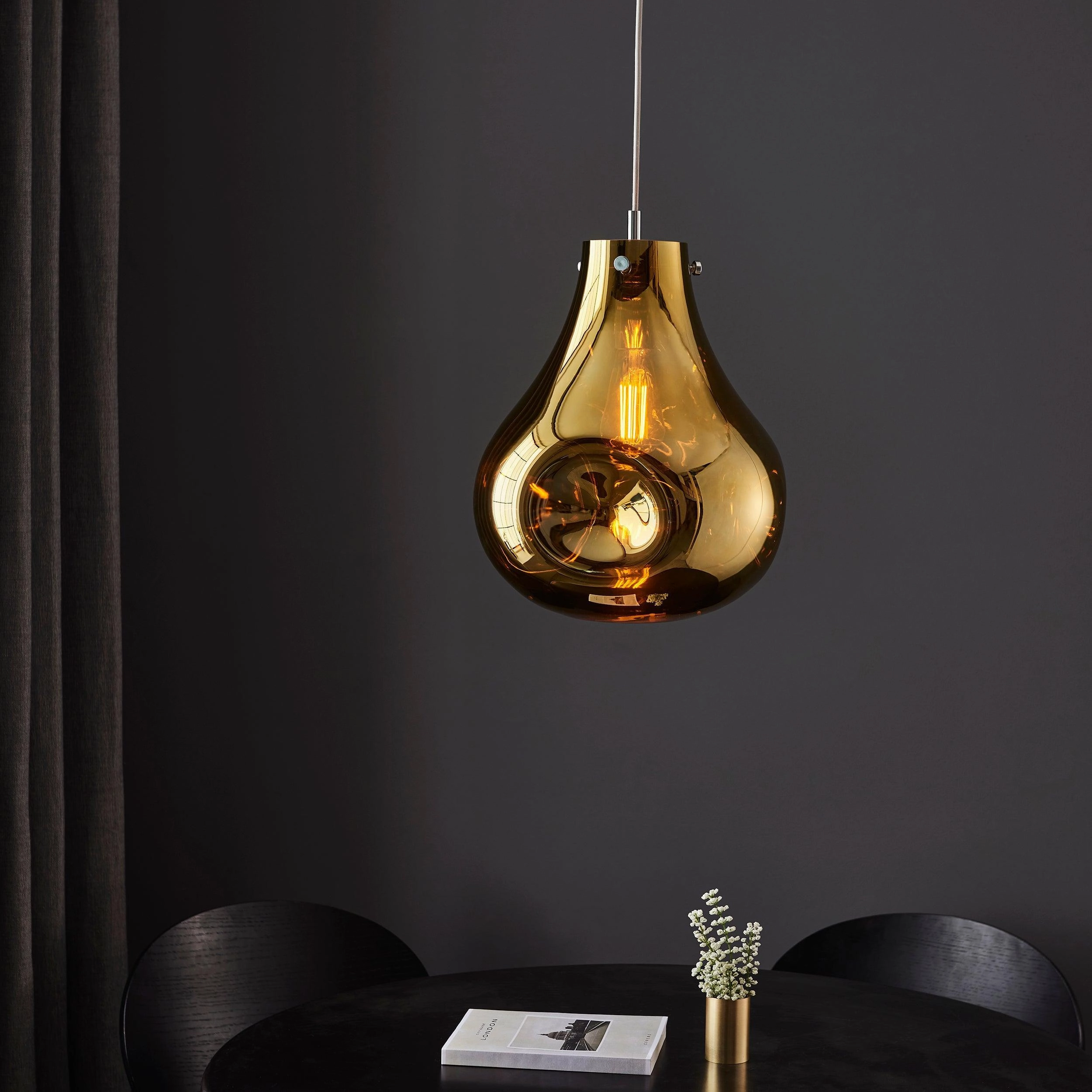 Dazzle Large Metallic Gold Glass & Chrome Pendant Light
