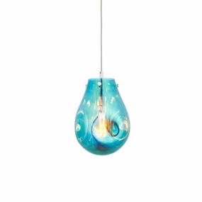 Dazzle Medium Petrol Glass & Chrome Ceiling Pendant Light minimalist ceiling light