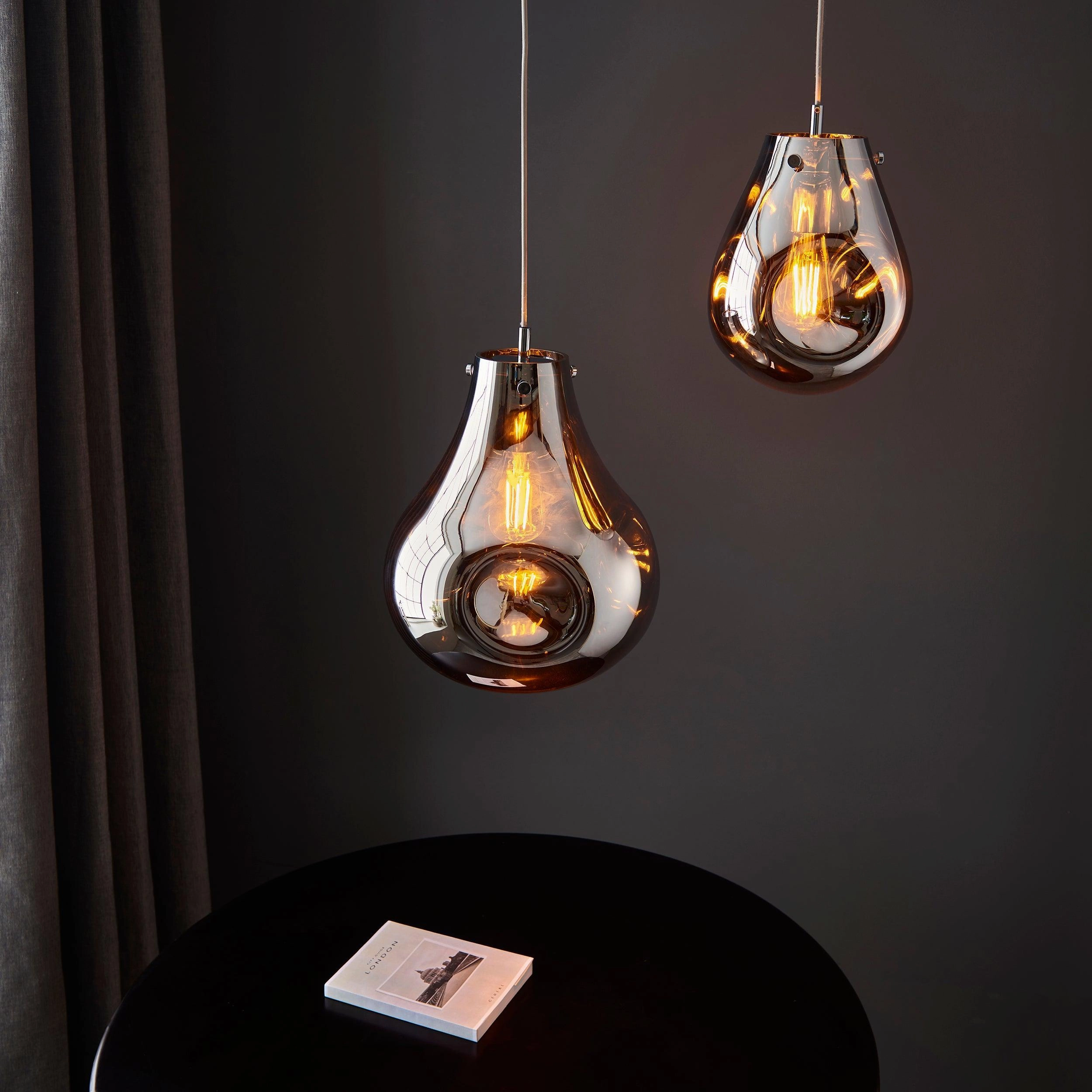 Dazzle Metallic Chrome Glass Ceiling Pendant Light