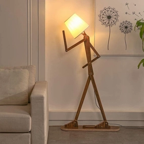 Decorative Floor and Swing Arm Floor Lamp, Wooden Reading Lights for Kids, Bedroom, Living Room, Home, Office, Farmhouse, LED Bulb Included garden LED light