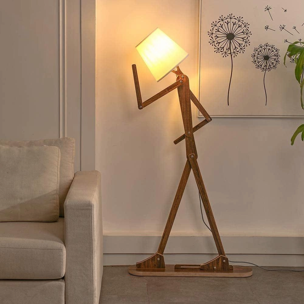 Decorative Floor and Swing Arm Floor Lamp, Wooden Reading Lights for Kids, Bedroom, Living Room, Home, Office, Farmhouse, LED Bulb Included garden LED light