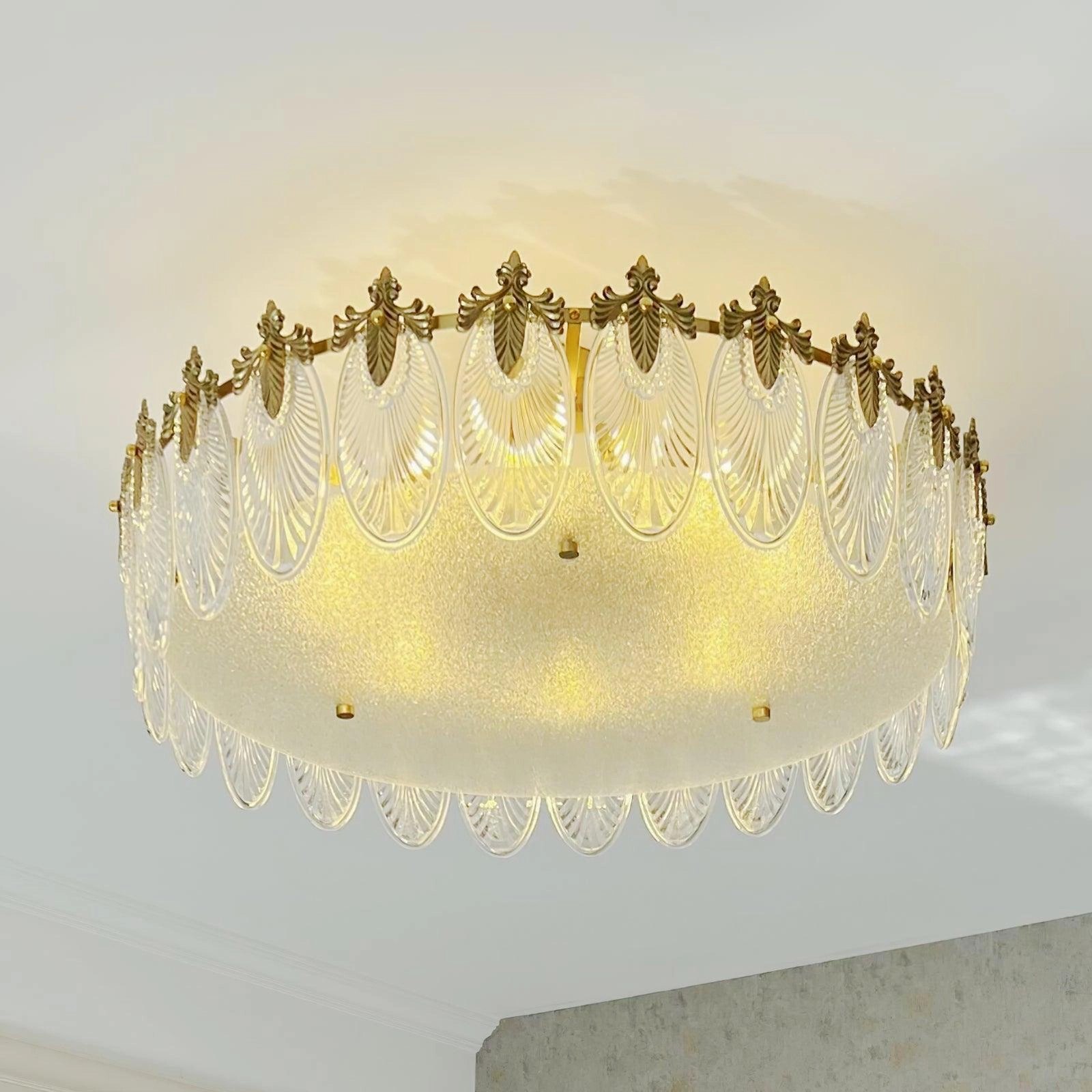 Decorative Pattern Glass Round Chandelier