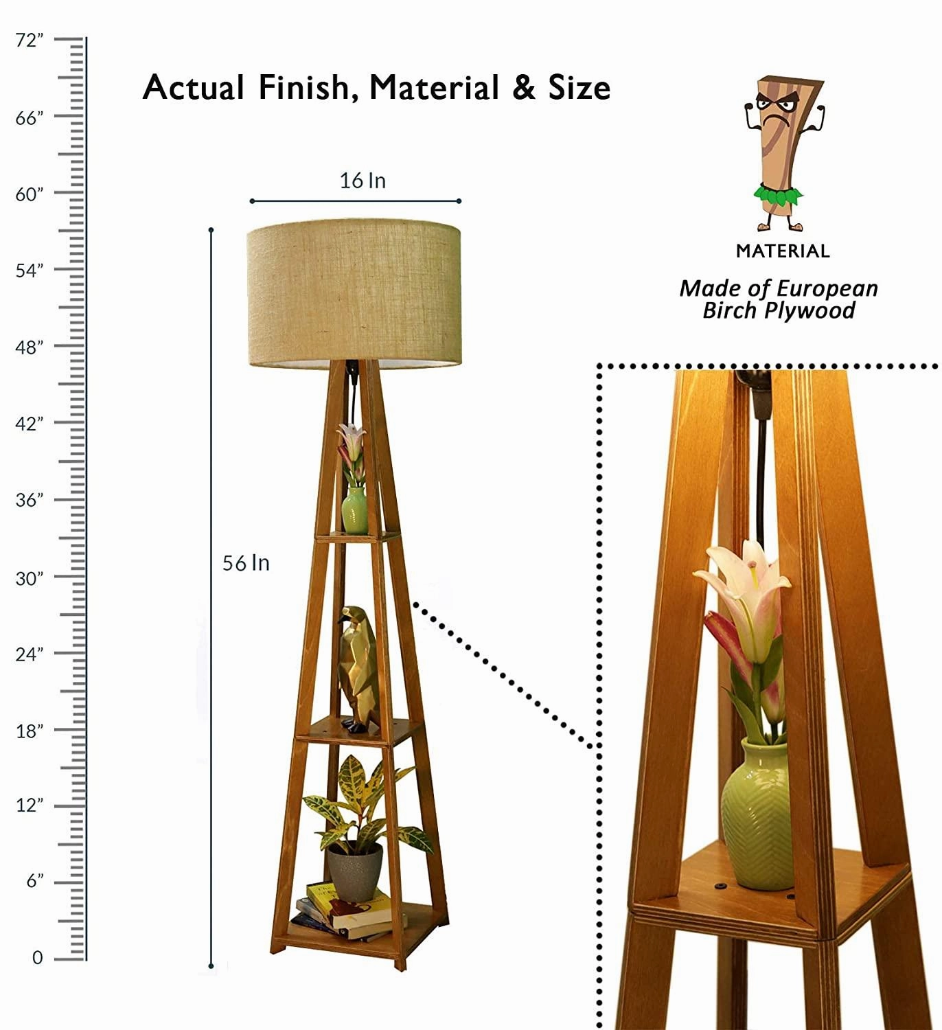 Decorative  Wooden Floor Lamp for Home Decoration Living Room Corner