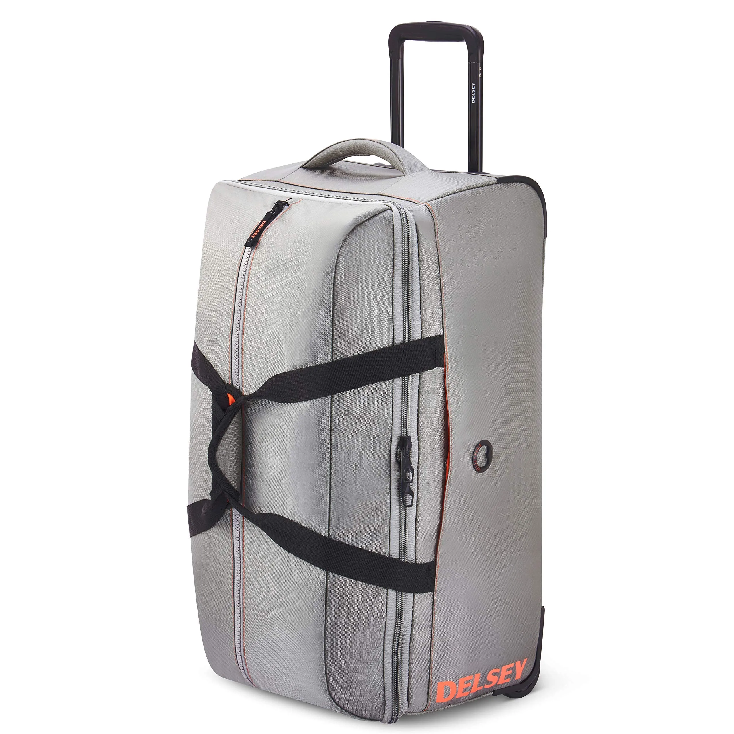 DELSEY Paris Egoa Rolling Travel Duffel Bag with 100% Recycled Materials, Light Gray, Checked-Medium 25 Inch Bags Delsey-Paris
