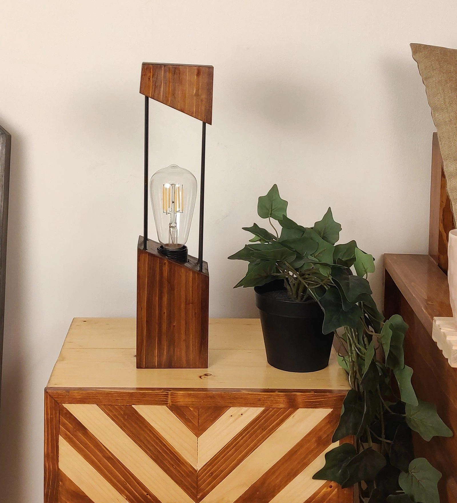 Diagon Wood and Metal Table Lamp (BULB NOT INCLUDED)