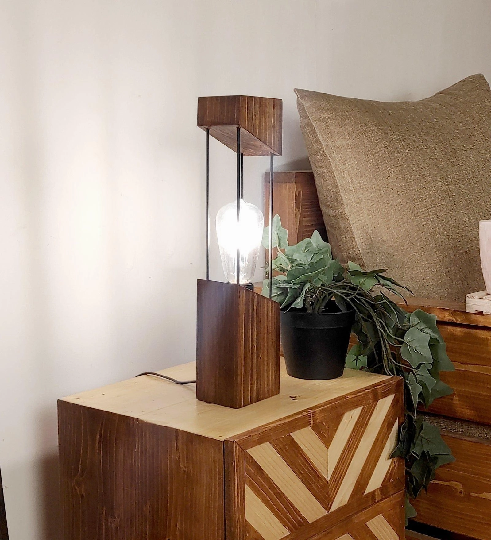 Diagon Wood and Metal Table Lamp (BULB NOT INCLUDED)