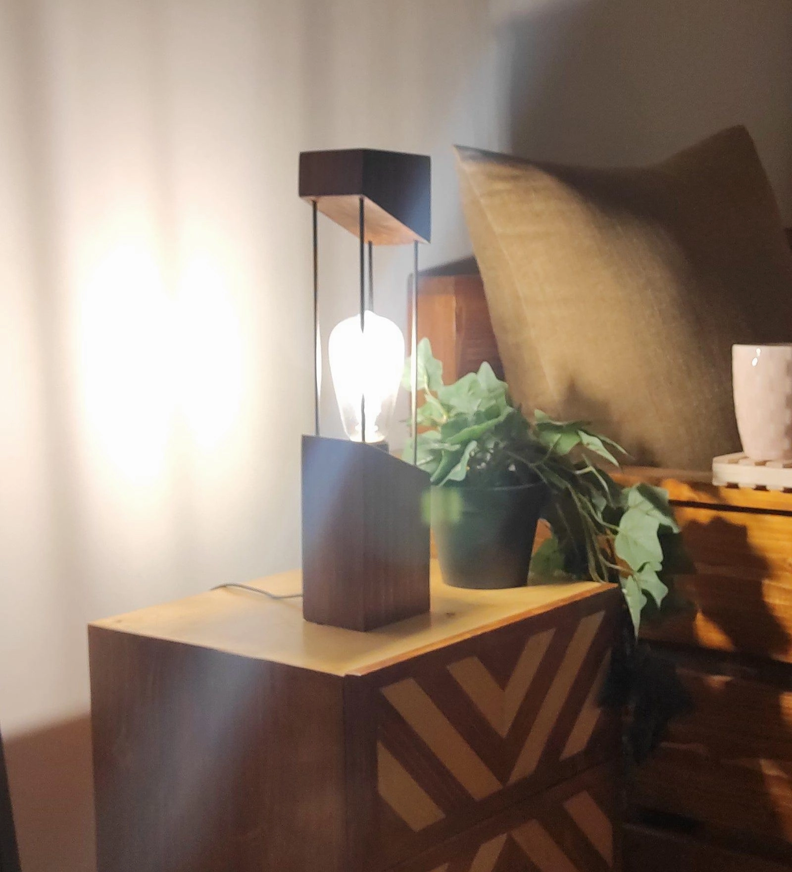 Diagon Wood and Metal Table Lamp (BULB NOT INCLUDED)