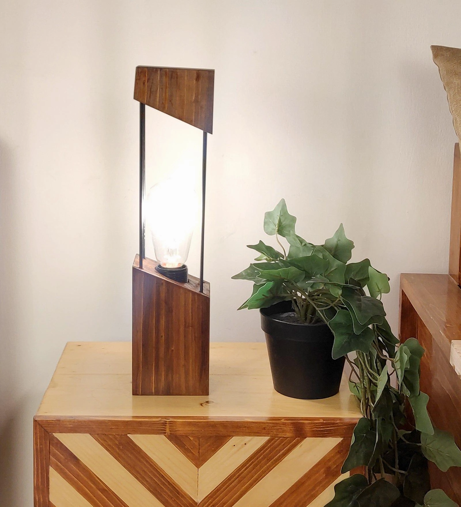 Diagon Wood and Metal Table Lamp (BULB NOT INCLUDED)