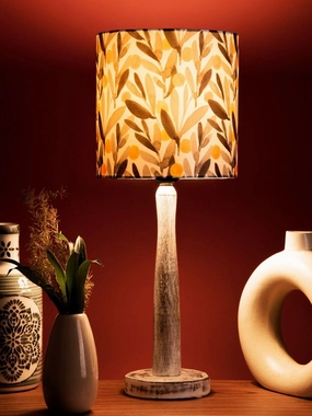 Distress White Wooden Lamp with Yellow Leaf Shade Louis Poulsen chandelier