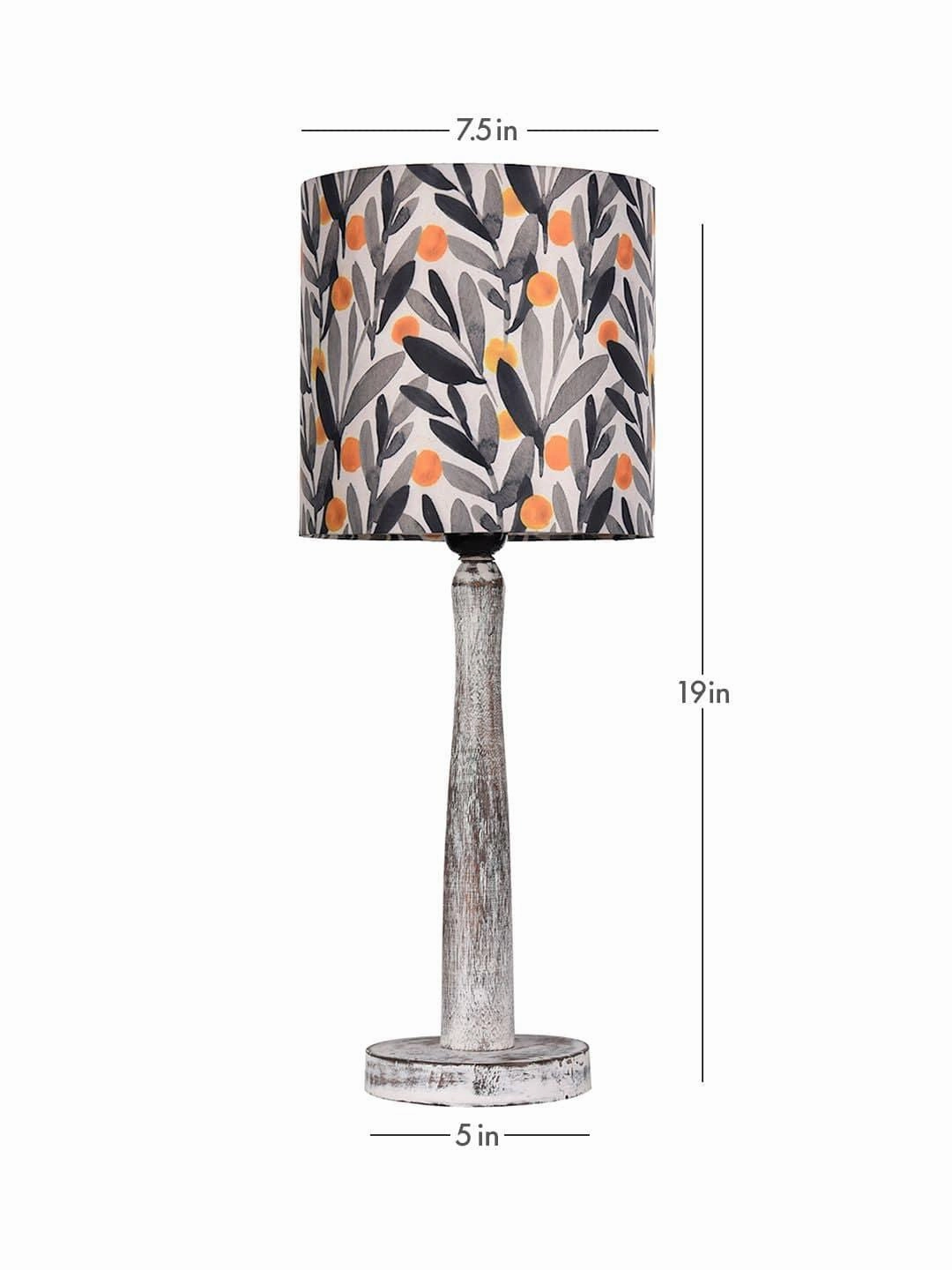 Distress White Wooden Lamp with Yellow Leaf Shade