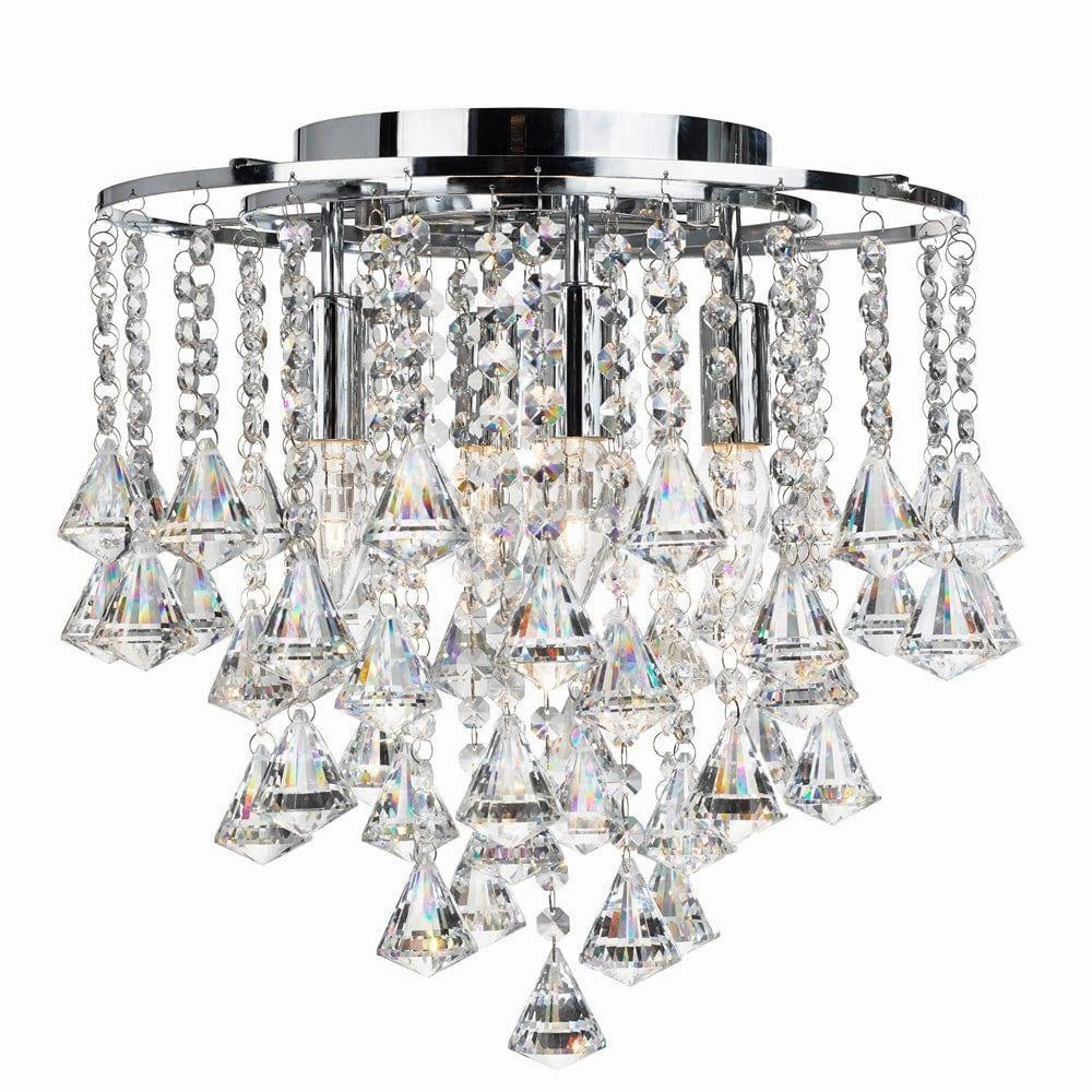 Dorchester 4 Light Flush Chrome & Crystal Ceiling Light minimalist ceiling light