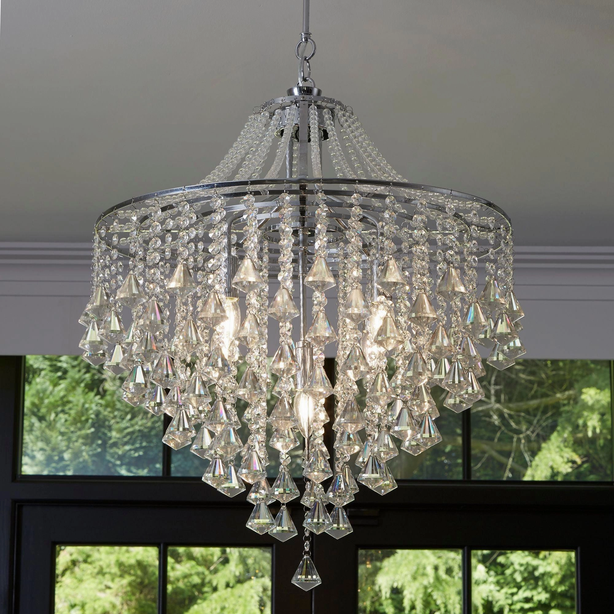 Dorchester 5 Light Chrome & Crystal Pendant Ceiling Light