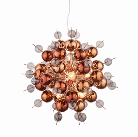 Dreamscape 9 Light Copper Pendant With Tinted Glass Spheres modern ceiling lamp