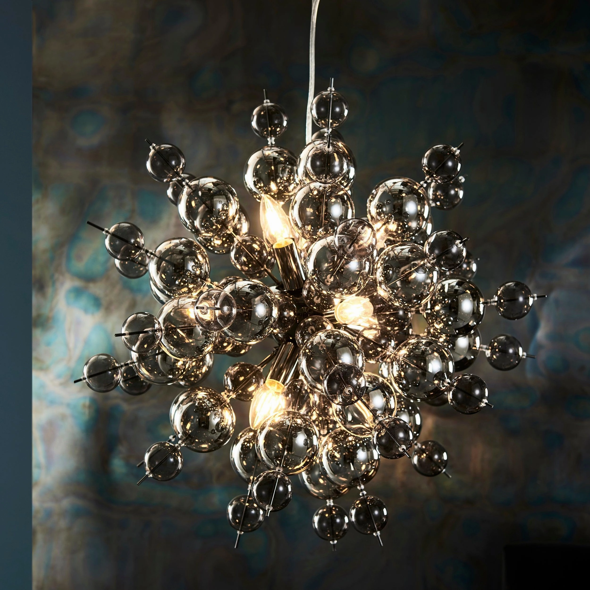 Dreamscape Black Chrome Pendant With Tinted Glass Spheres