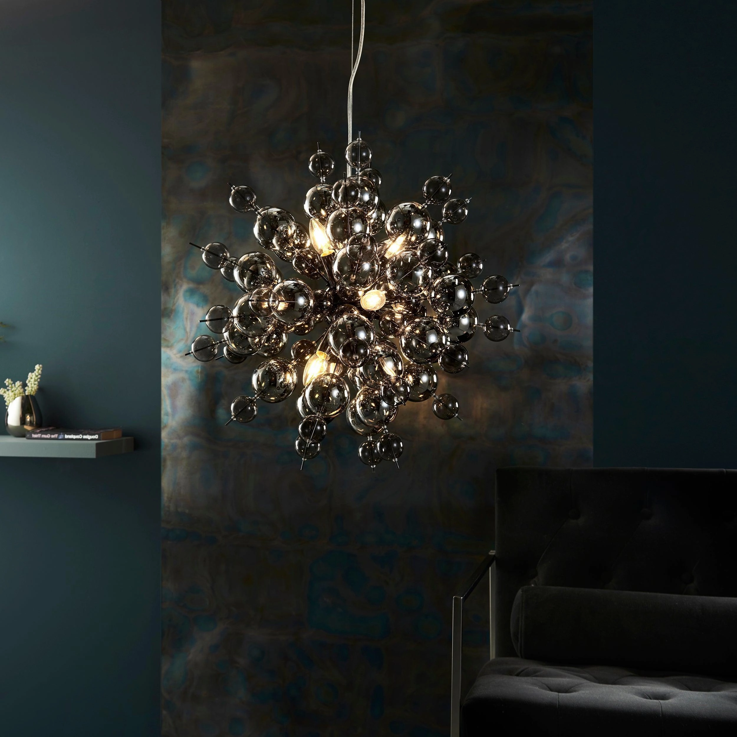 Dreamscape Black Chrome Pendant With Tinted Glass Spheres