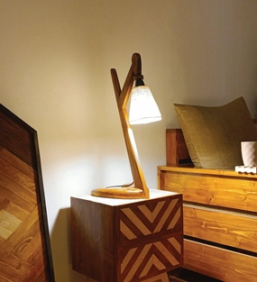 Druid Brown Wooden Table Lamp with White Jute Lampshade (BULB NOT INCLUDED) Louis Poulsen chandelier