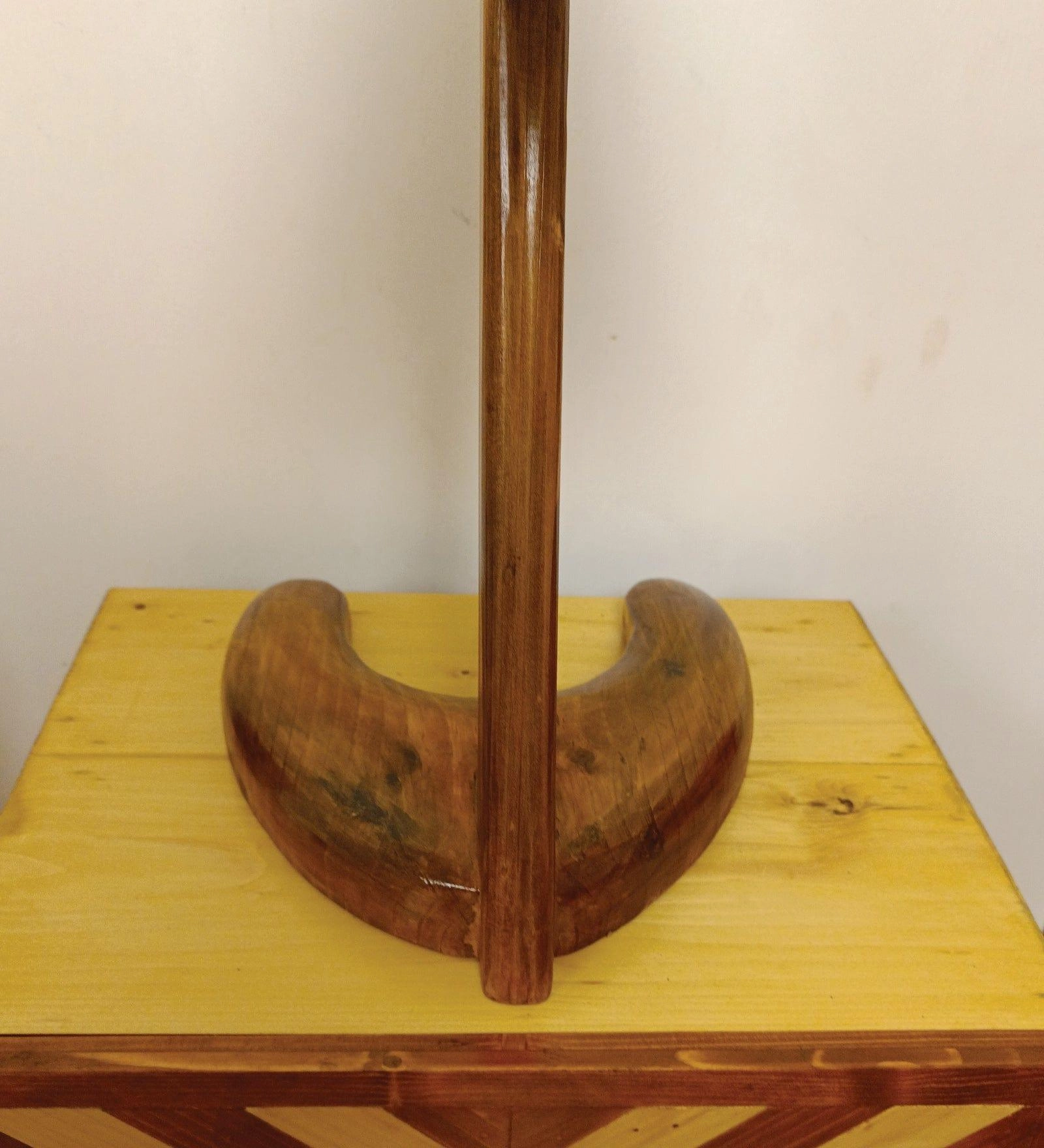 Druid Brown Wooden Table Lamp with White Jute Lampshade (BULB NOT INCLUDED)