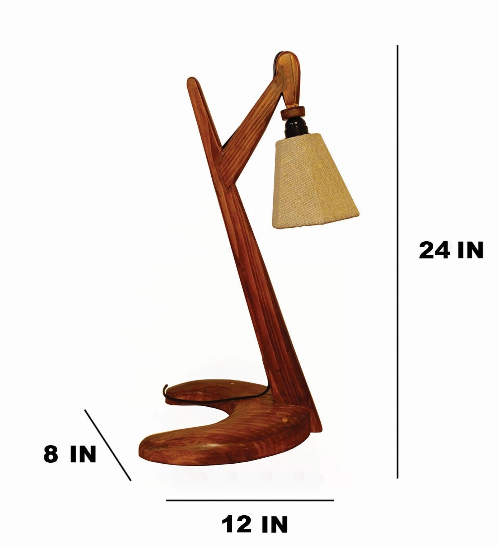 Druid Brown Wooden Table Lamp with White Jute Lampshade (BULB NOT INCLUDED)
