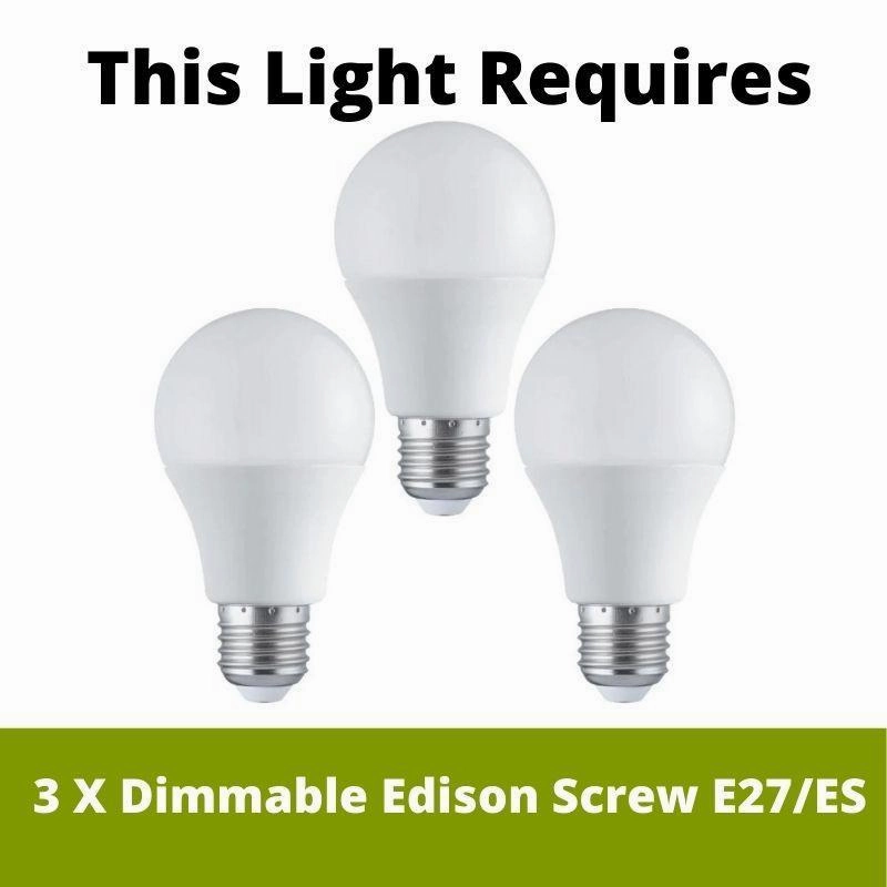 Drum Pleat 3 Light Silver Ceiling Pendant - 60cm Searchlight