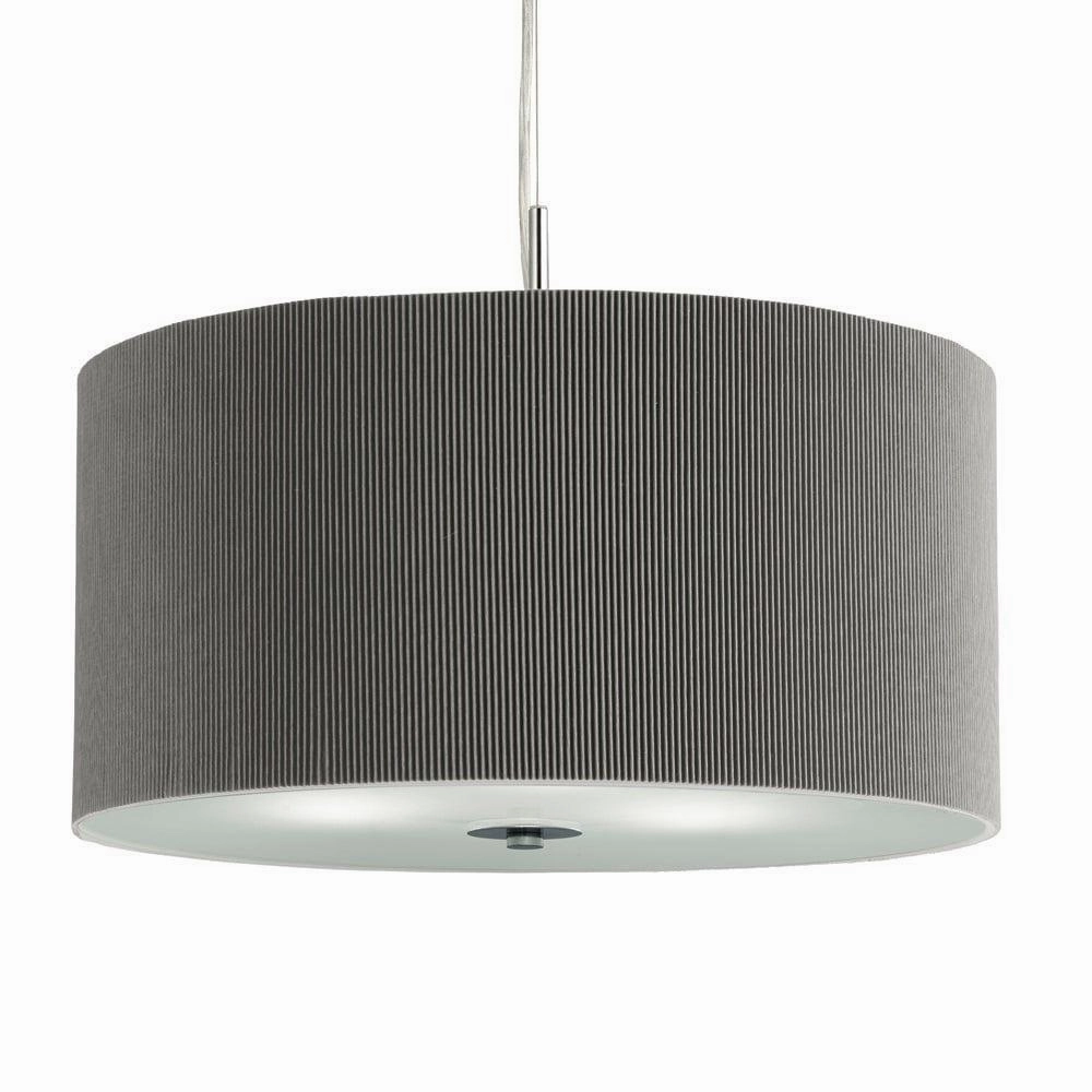 Drum Pleat 3 Light Silver Ceiling Pendant - 60cm Searchlight minimalist ceiling light